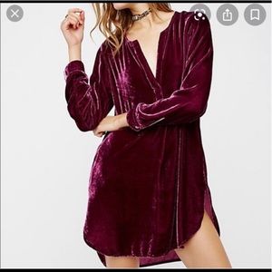 Free people fp beautiful red VELVET tunic dress , CP shades XS